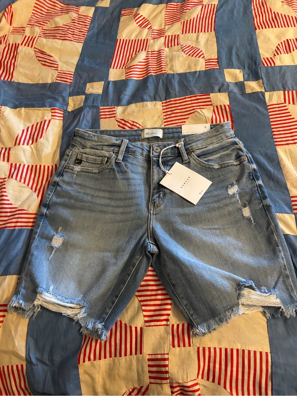 KanCan Light Blue Distressed Denim Jean Shorts